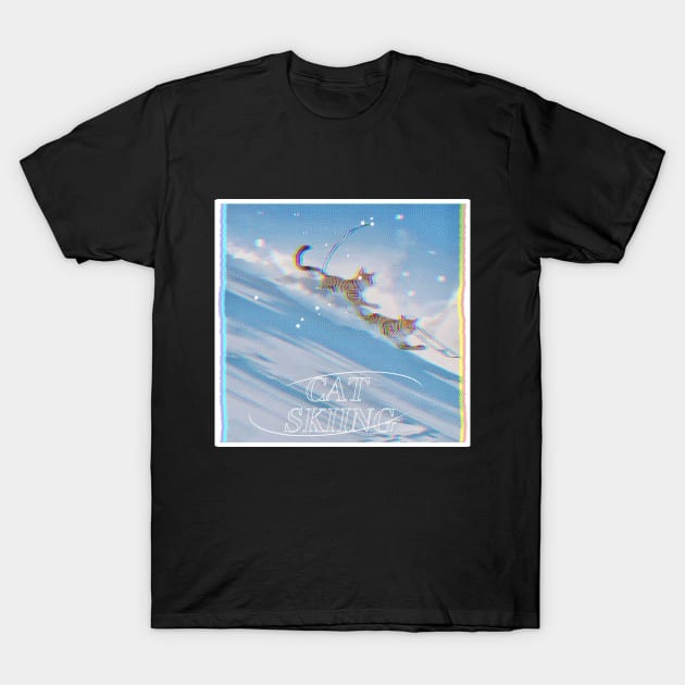 Cat Skiing T-Shirt by LycheeDesign